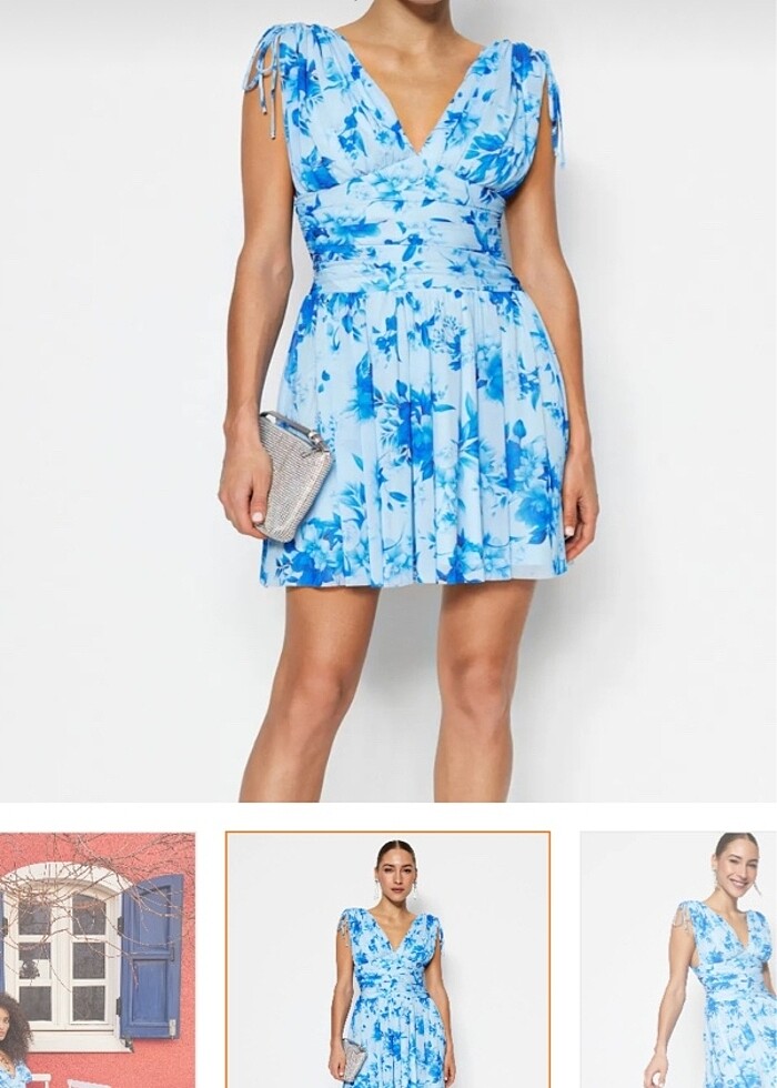 Şifon mini elbise - Görsel 2