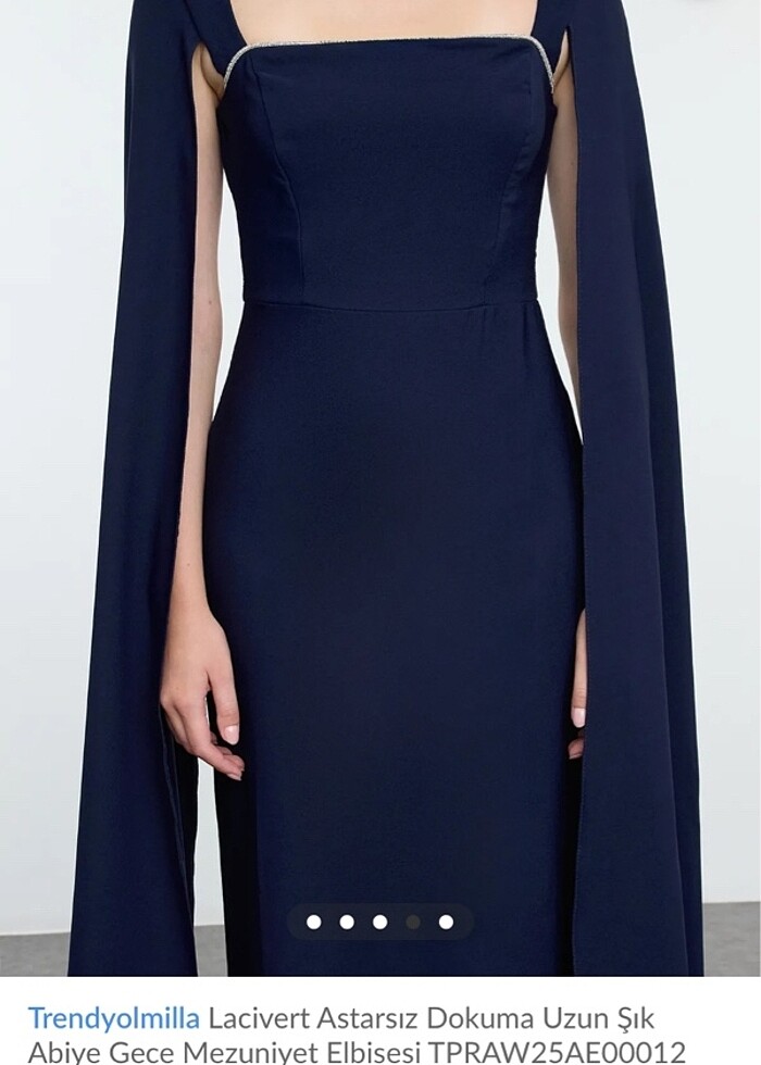Lacivert pelerinli Trendyolmilla Abiye elbise - Görsel 4