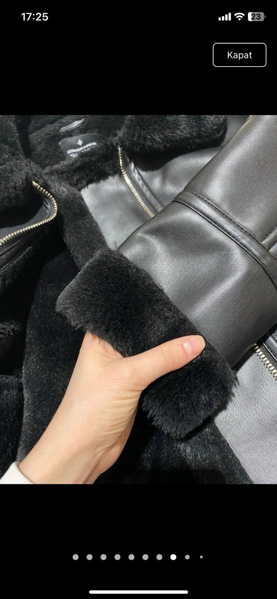 Siyah Deri Kürklü Biker Ceket - Görsel 5
