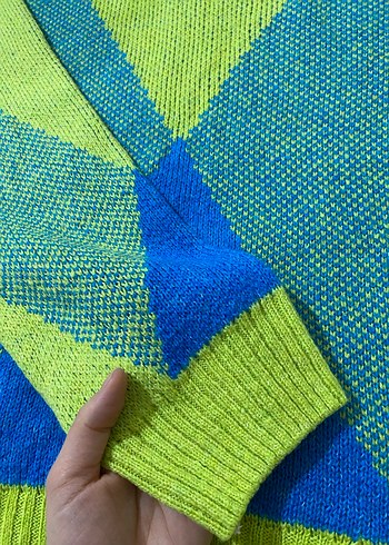 Renkli Boğazlı Örgü Kadın Kazak - Görsel 2