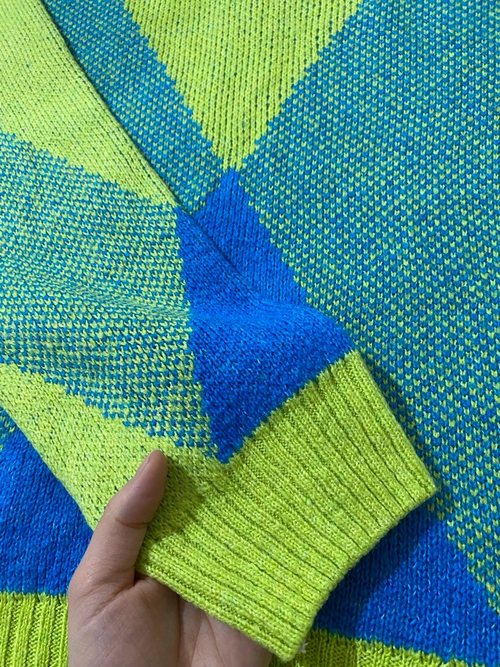 Renkli Boğazlı Örgü Kadın Kazak - Görsel 2