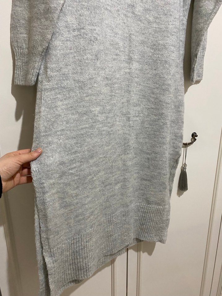 Gri Örgü Kadın kazak elbise - Görsel 3