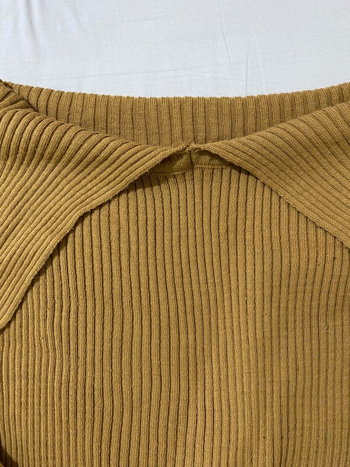 Kadın camel Triko Uzun Kollu Kayık Yaka Kazak - Görsel 3