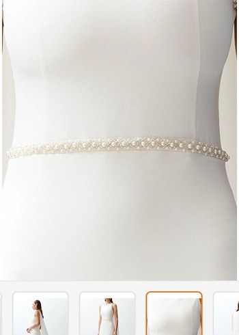 Minimalist Beyaz incili Uzun Abiye Elbise - Görsel 3