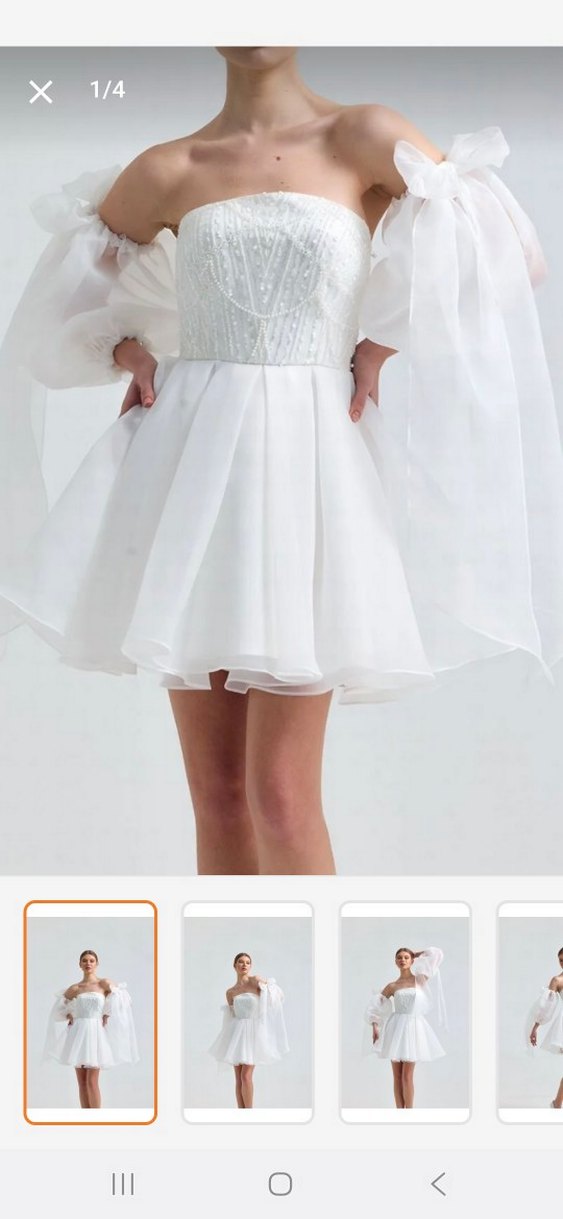 Straplez Mini Beyaz After- Parti Elbisesi - Görsel 4