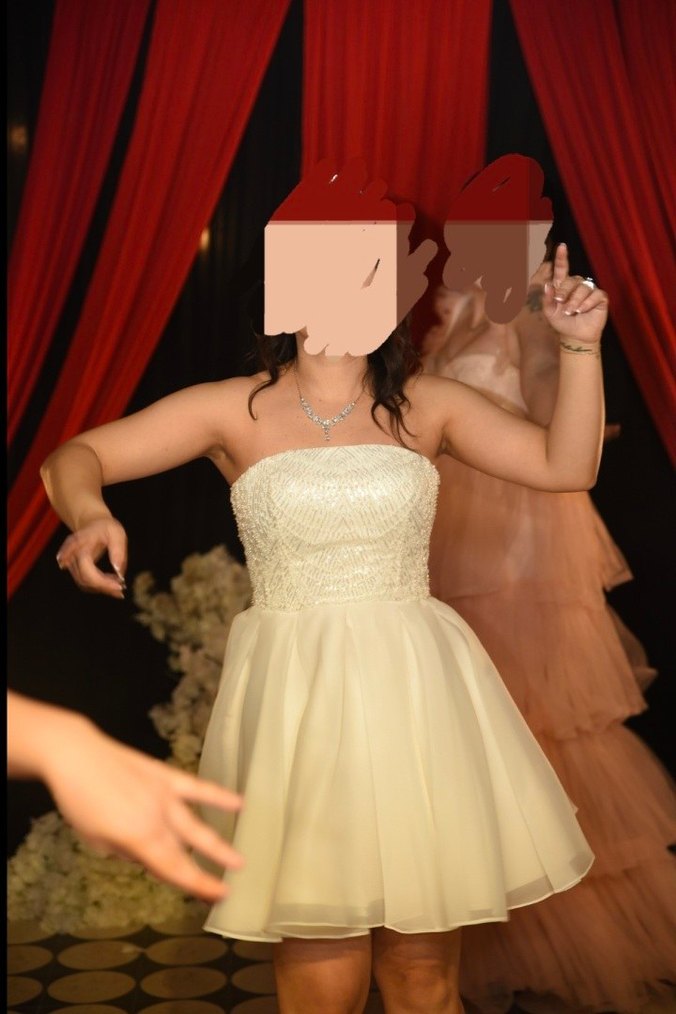 Straplez Mini Beyaz After- Parti Elbisesi - Görsel 3