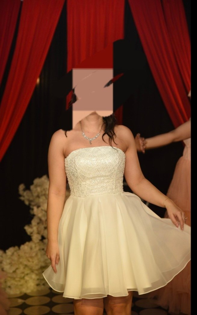 Straplez Mini Beyaz After- Parti Elbisesi - Görsel 2