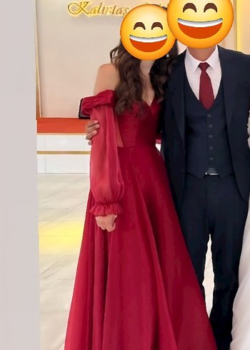 Carmen Bordo Uzun Abiye Kına Elbise
