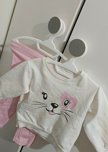 Pembe Baskılı Bebek Kız Takımı