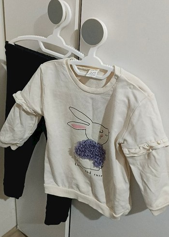 LC Waikiki Uzun Kollu Tavşan Desenli Bebek Kız Takımı