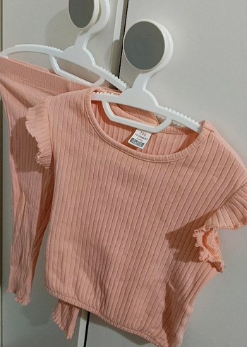LC Waikiki Pembe Bebek Kız Kısa Kollu Fırfırlı Takım