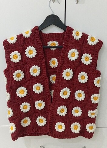 Papatya motifli crop yelek - Görsel 5