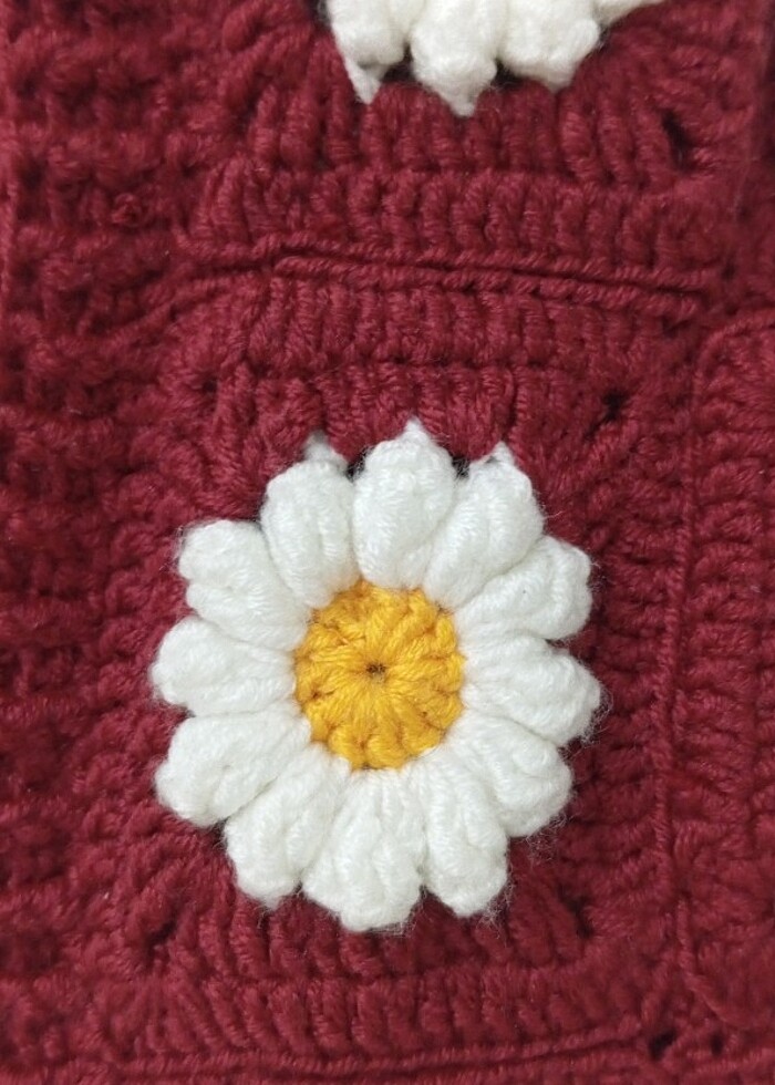 Papatya motifli crop yelek - Görsel 2