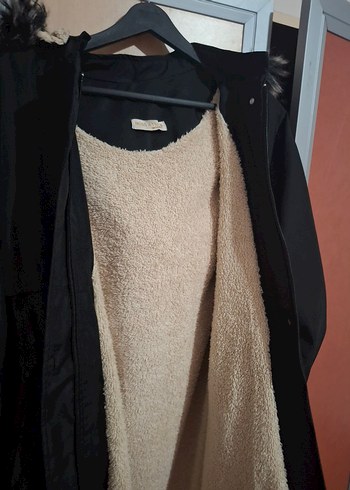 Siyah Uzun Kadın Mont Kapüşonlu - Görsel 3