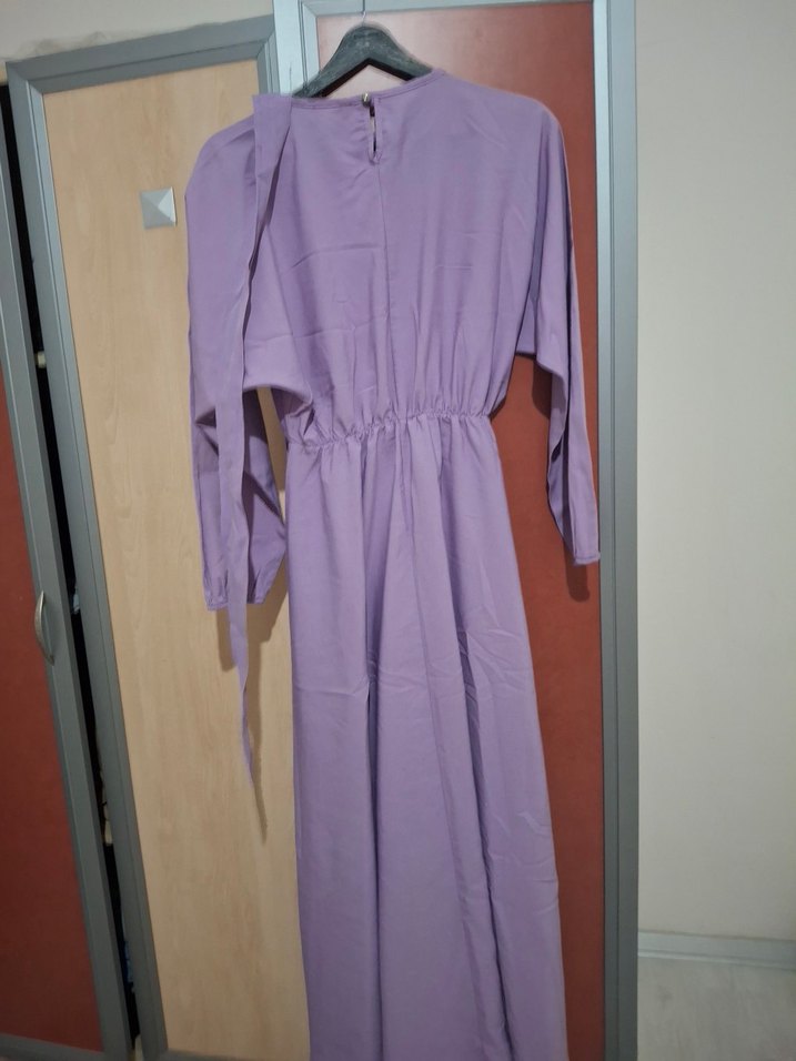 Uzun Kollu Mor Salaş Elbise - Görsel 2