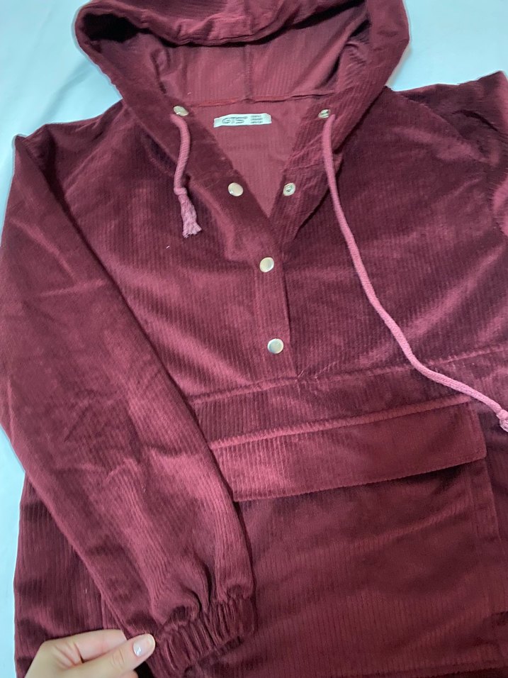 Bordo Kadın Kadife Hamile Ceketi - Görsel 3