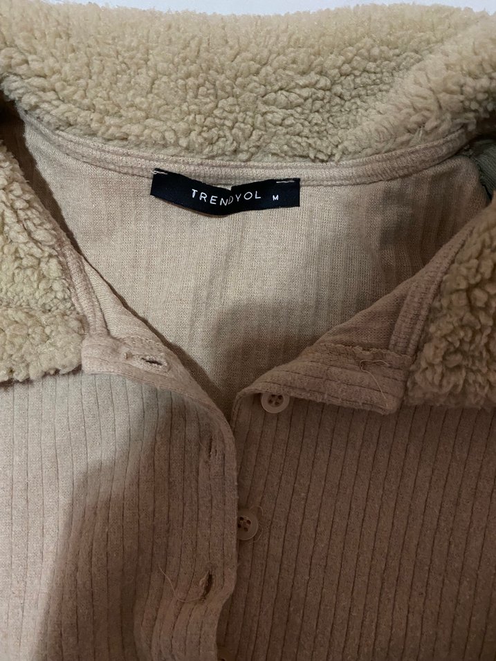 Bej Düğmeli Kadın Sweatshirt - Görsel 2