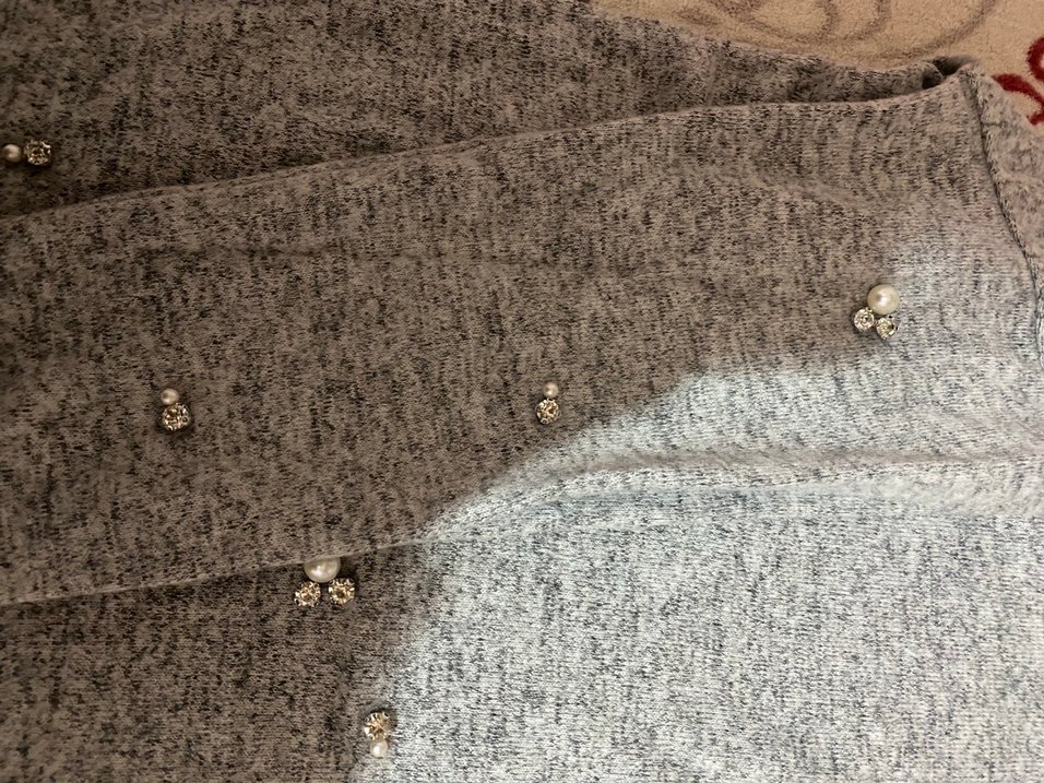 Düğmeli Gri Uzun Kollu Kadın Kazak - Görsel 2