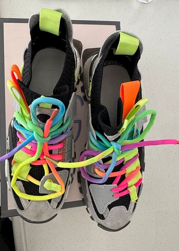 Gri Çok Renkli Bağcıklı Spor Ayakkabı - Görsel 3