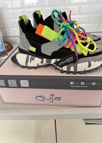 Gri Çok Renkli Bağcıklı Spor Ayakkabı - Görsel 4