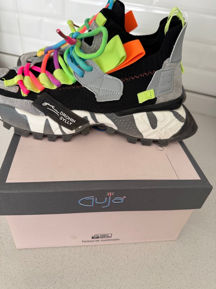 Gri Çok Renkli Bağcıklı Spor Ayakkabı - Görsel 2