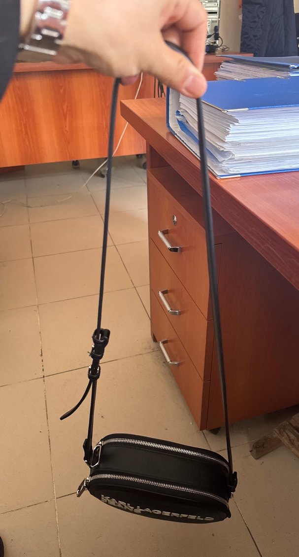 Karl Lagerfeld Siyah Deri Biker Çapraz Çanta - Görsel 5