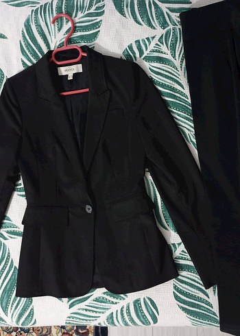 Düğmeli Siyah Kadın Blazer Ceket takımı - Görsel 12