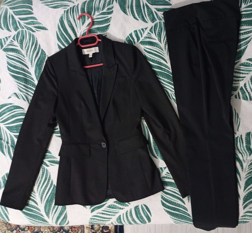 Düğmeli Siyah Kadın Blazer Ceket takımı - Görsel 2