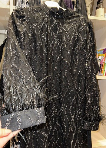 Siyah Uzun Kollu Uzun Abiye - Görsel 3