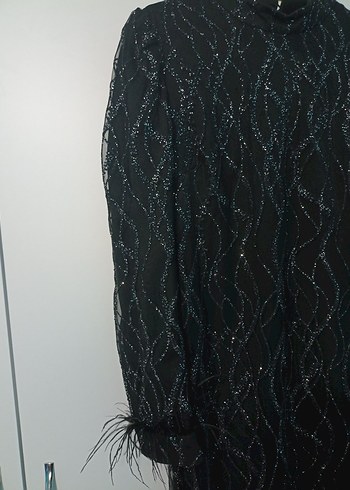 Siyah Uzun Kollu Uzun Abiye - Görsel 9