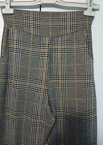 Gri Ekoseli Kemerli Kadın Kumaş Pantolon - Görsel 2