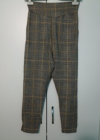 Gri Ekoseli Kemerli Kadın Kumaş Pantolon - Görsel 4