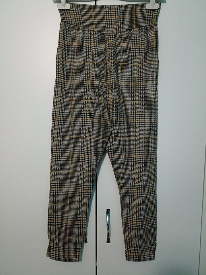 Gri Ekoseli Kemerli Kadın Kumaş Pantolon - Görsel 4