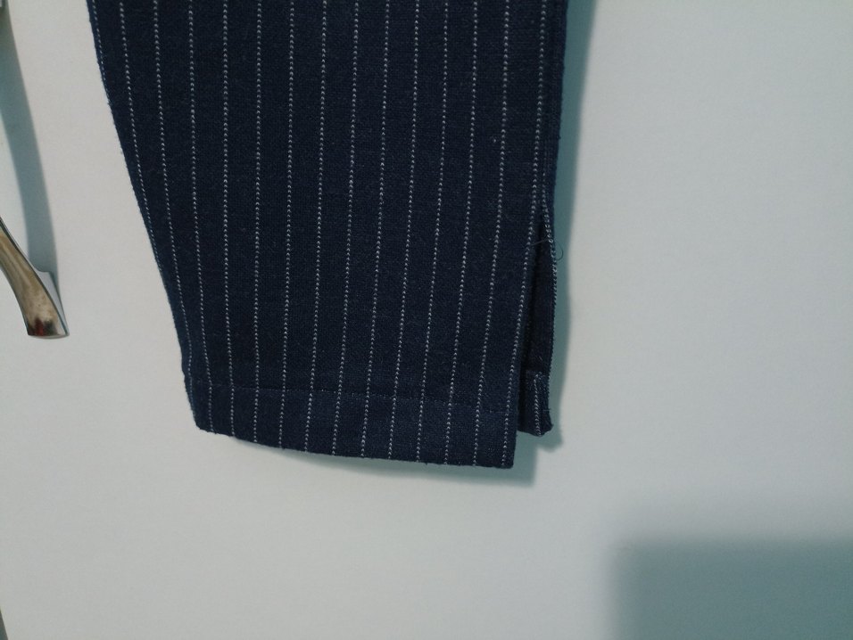 Lacivert Çizgili Kadın Kumaş Pantolon - Görsel 3