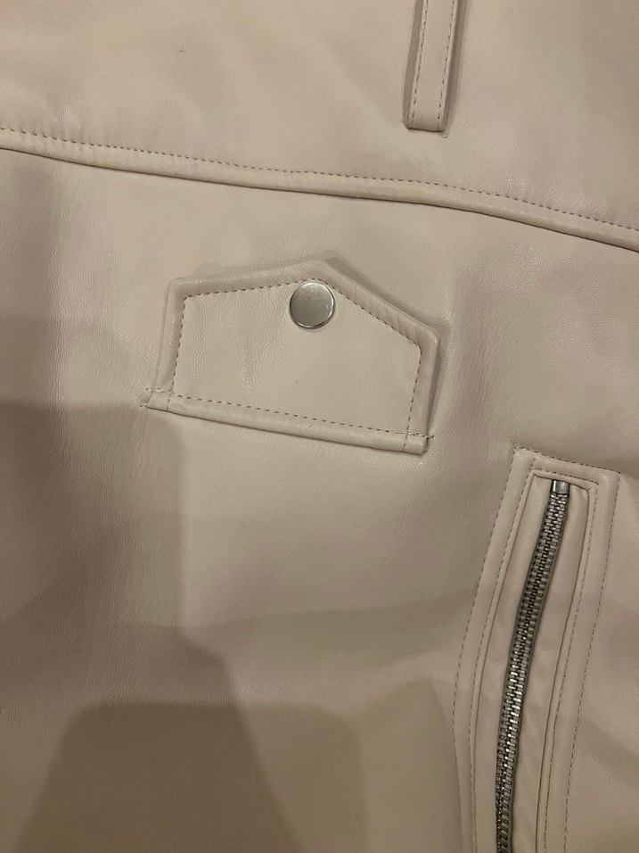 Bej Kürklü Deri Kadın Ceket - Görsel 4