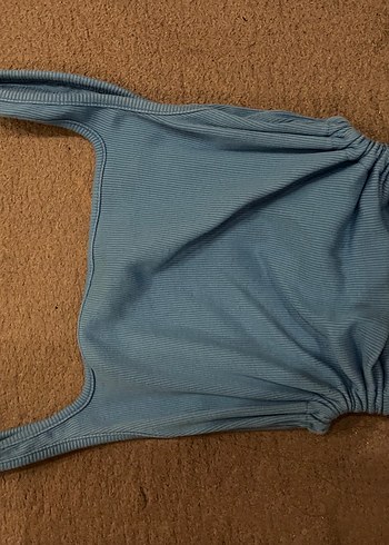 Mavi Drapeli Uzun Askılı Elbise - Görsel 5