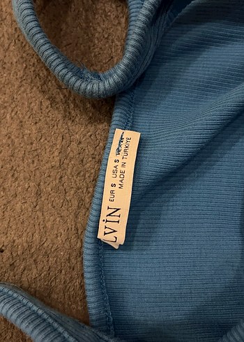 Mavi Drapeli Uzun Askılı Elbise - Görsel 6