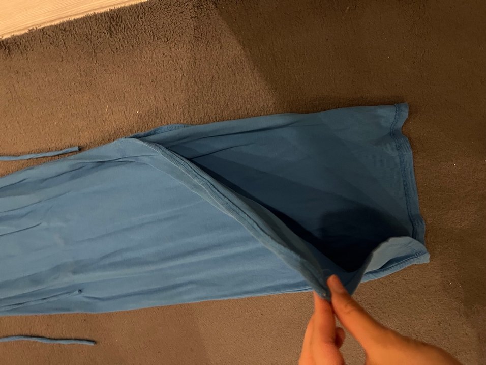 Mavi Drapeli Uzun Askılı Elbise - Görsel 3