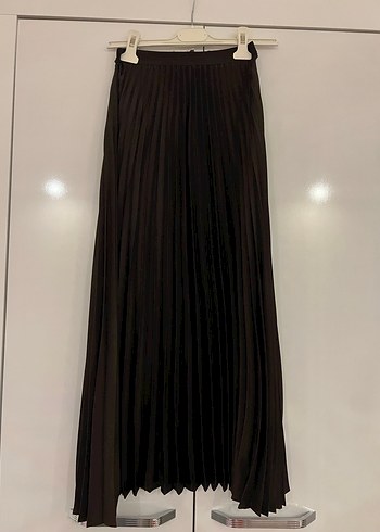 Uzun Pilili Kahverengi Kadın Etek - Görsel 2