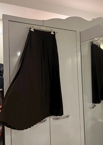 Uzun Pilili Kahverengi Kadın Etek - Görsel 3