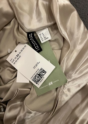 Midi Saten Bej Elbise - Görsel 3