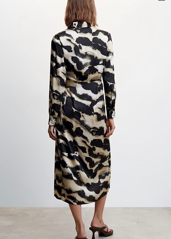 Desenli Uzun Gömlek Elbise - Görsel 2