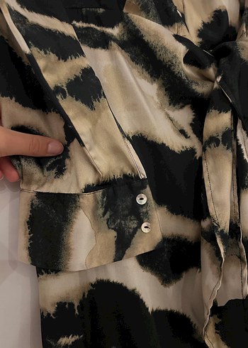 Desenli Uzun Gömlek Elbise - Görsel 7