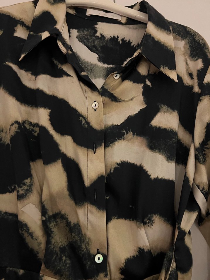 Desenli Uzun Gömlek Elbise - Görsel 5