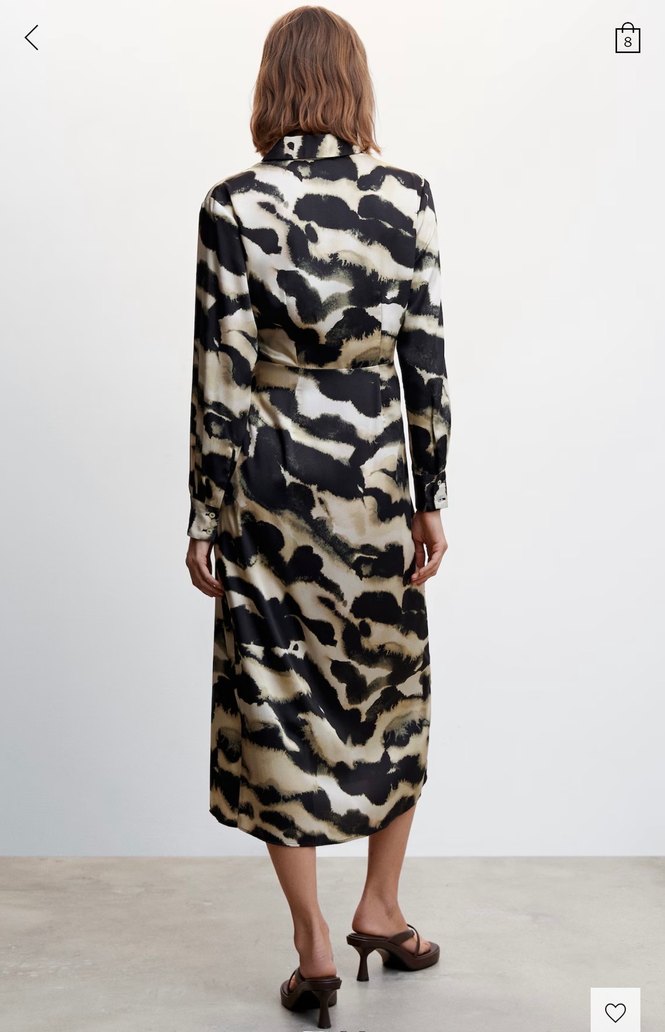 Desenli Uzun Gömlek Elbise - Görsel 2