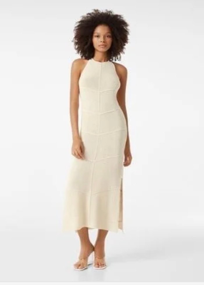 Krem Örgü Uzun Elbise - Görsel 2