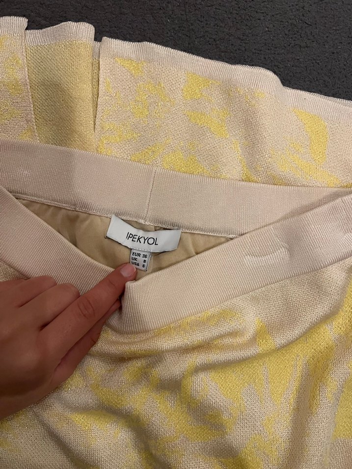 Kadın Midi Sarı Batik Desenli Etek - Görsel 3