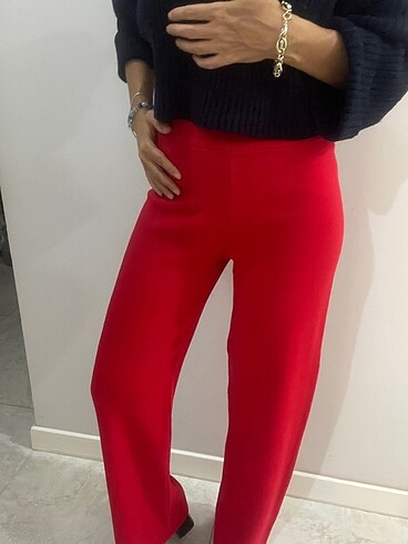 Kırmızı triko pantolon - Görsel 6