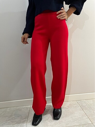 Kırmızı triko pantolon - Görsel 2
