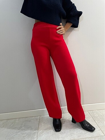 Kırmızı triko pantolon - Görsel 7